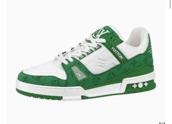 LOUIS VUITTON LOUIS VUITTON LV Trainers 'White with Green Monogram' 1A9JI1 - Image 5