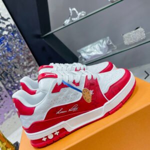 Louis Vuitton Trainer Low Signature Red White Sneaker Shoes