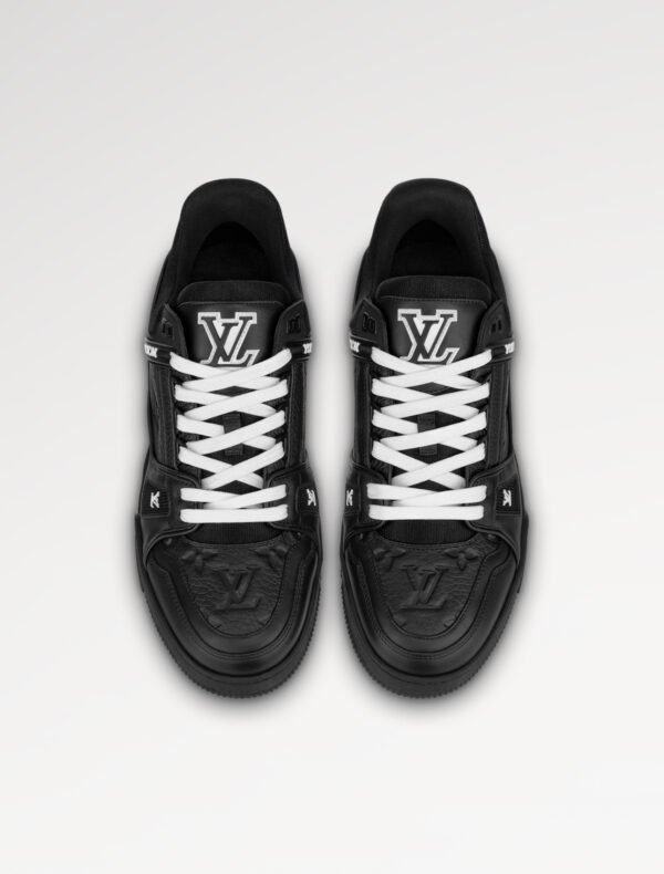 LOUIS VUITTON Men's LV Trainer Monogram Denim Low Top Sneakers black - Image 4